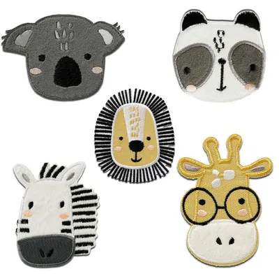 Obrázok produktu pre Zoo sada 5 záplat so zvieratami, nažehľovacie záplaty, nášivky, záplaty, na nažehlenie