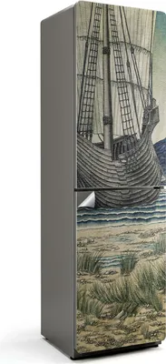 Obrázok produktu pre Kvety na vode s rastlinami - Nálepka na chladničku - Samolepka na chladničku - Samolepiaca fólia na chladničku - Kuchynská dekorácia - 60x205 cm
