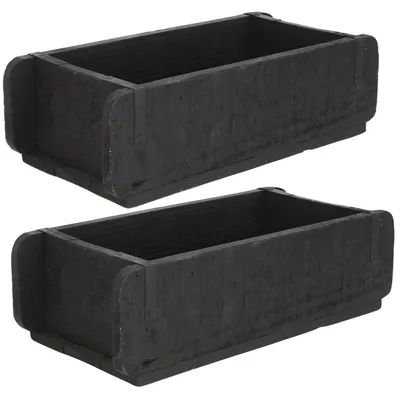 Produktbild von Novaliv 2x Holzkiste Vintage Schwarz 30 x 15 x 10 cm Alte Ziegelform Holz EIN KAMMER Allzweckkiste aus recyceltem Altholz Jede Form EIN Unikat - Geschenkkiste