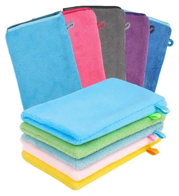 Productafbeelding van 10 Stuks Microfiber Washandschoenen voor Lichaam en Gezicht, 15 x 20 cm