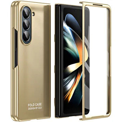 Immagine prodotto di Custodia per Samsung Galaxy Z Fold 5 Cover rigida opaca ultrasottile in PC con protezione dello schermo Oro