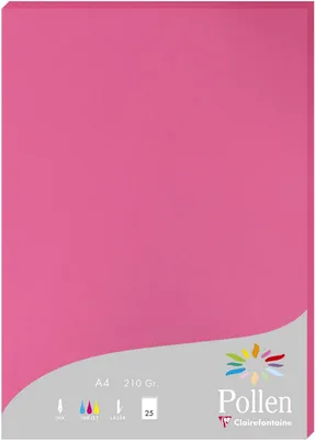 Produktbild von Clairefontaine Pollen, Laser-/Inkjet-Druck, A4 (210x297 mm), 25 Blätter, 210 g/m², Fuchsie, Forest Stewardship Council (FSC) Mix