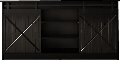 Produktbild von Furniture24 Kommode Granero mit 2 Schiebetüren Wohnzimmerschrank Schwarz/Schwarz Hochglanz