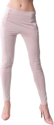 Produktbild von Damen Leggings Hose Reiterhose Optik; Beige/S/M 36/38