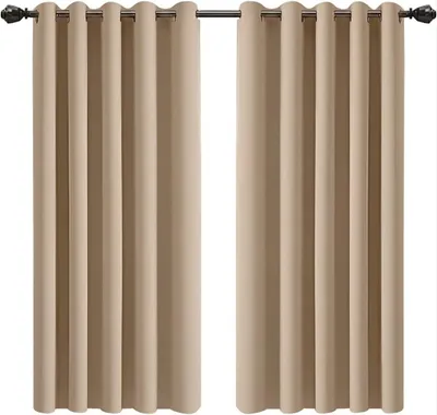 Verdunklungsvorhänge mit Ösen, Beige, 167x228 cm, Polyester
