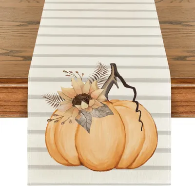 Produktbild von Tischläufer für den Deko-Tisch Herbstdesign Kürbis 40 x 180 cm Beige