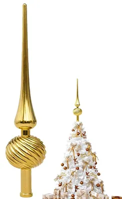 Productafbeelding van Kerstboomtop – 28 cm – Kerstboomtop – Kerstboomversiering – Versierd – Goud – Topstuk voor kerstboom – Kerstdecoratie