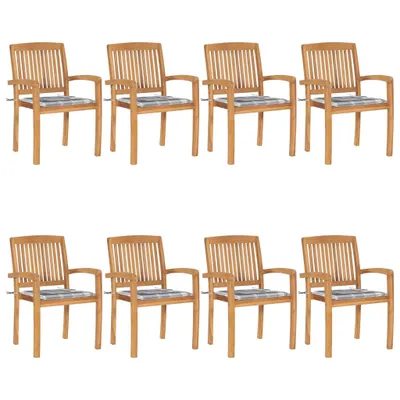 Produktbild von Maison Exclusive - Stapelbare Gartenstühle mit Kissen 8 Stk. Massivholz Teak