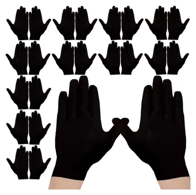Produktbild von 12 Paar schwarze Baumwollhandschuhe für Inspektionen und Arbeiten