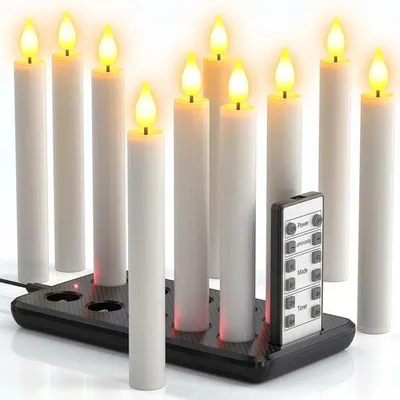 Produktbild von Oplaadbare LED-Waxinelichter mit Fernbedienung - Bewegliche Flamme - Sicher und Umweltfreundlich - Realistische Kerzen - Unparfümiert - Weihnachtsbeleuchtung