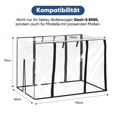 Produktbild von Sekey Regenschutz für Faltbaren Bollerwagen mit Dach EVA-Material 110x60x75 cm