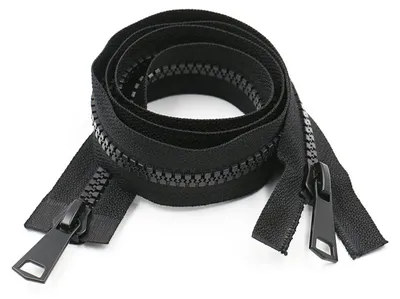2 Stück Zwei-Wege-Teilbarer Reißverschluss, 99 cm, Kunststoff, #15, Schwarz
