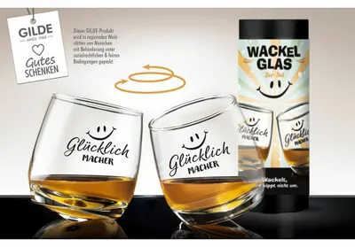 Immagine prodotto di Gilde Wackelglas Glücklichmacher, 2er Set, Trinkglas, Whiskeyglas, Wackel Glas, 200 ml, 62802