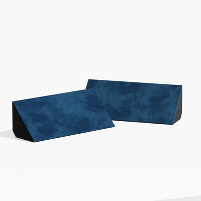 Immagine prodotto di Set da 6 pannelli fonoassorbenti in tessuto velluto, modello "mini-Cinematic-bt-Horizont", da montare negli angoli | Arte fonoassorbente | 23x50x10 cm | [N-TRAP-Horizont | Blu]
