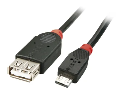 Produktbild von Lindy 31936, 1 m, Micro-USB B, USB A, USB 2.0, Männlich/Weiblich, Schwarz