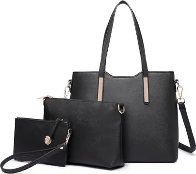 Image de Miss Lulu Femme Grand sac à main à bandoulière Cuir synthétique Set de 3 pièces