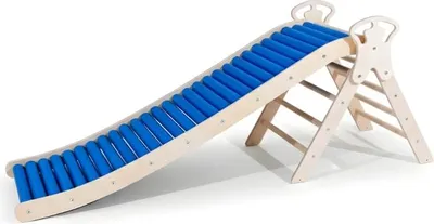 Produktbild von WoodsCraft 2in1 Set: Rollenrutsche-Wellenrutsche [160cm] mit Kletterdreieck | Sensorik-Rollen für Sinnesspaß | Indoor Rutsche, Kinderrutsche