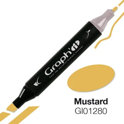 Imagen del producto de Rotulador permanente GRAPH'IT de doble punta, fino y cincelado, color mostaza