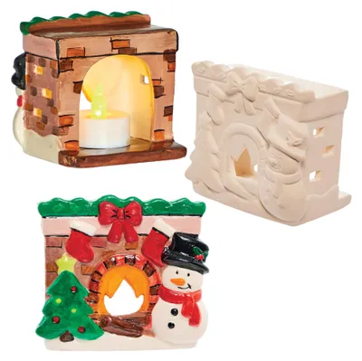 Keramik-Teelichthalter 3er-Set, Weihnachtsdeko zum Bemalen