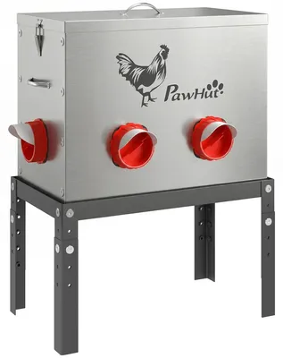 Obrázek produktu pro Automatický krmítko PawHut pro slepice, objem 18 kg, s uzamykatelným víkem a 6 otvory