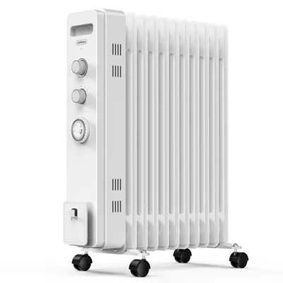 Produktbild von VonHaus Ölradiator 2500W, 11 Lamellen Elektroheizkörper, Weiß, 3 Heizstufen, Verstellbarer Thermostat, Tragbar
