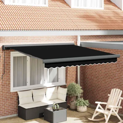 Image de vidaXL Store à rallonge noir 350 x 250 cm en toile et aluminium