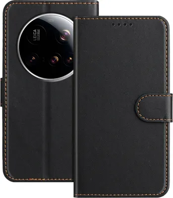 Productafbeelding van Hoesje voor de Xiaomi 15 Ultra - Portemonneehoesje met afneembare koord - Phonesta Smooth Skin - Zwart