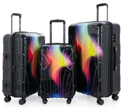Produktbild von Suitline - 3er Kofferset Rollkoffer Hartschalenkoffer 4 Rollen Handgepäck-Trolley und Aufgabegepäck Koffer erweiterbar Travel Luggage Gepäck Set Hardcase ABS, TSA,Neon Red Yellow