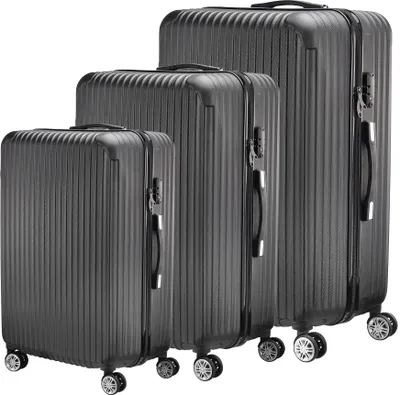 Produktbild von UnboxG Reisekoffer Set 3 tlg. Schwarz Koffer Hartschale Trolley Kofferset Tasche 28/24/20 Zoll