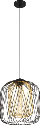 Produktbild von Globo Lighting Hängeleuchte Metall schwarz matt, Metallgeflecht schwarz matt, Metallgeflecht goldfarben matt, Kabel PVC schwarz, Höhe kürzbar, ø: 350mm, H: 1500mm, exkl. 1x E27 40W 230V