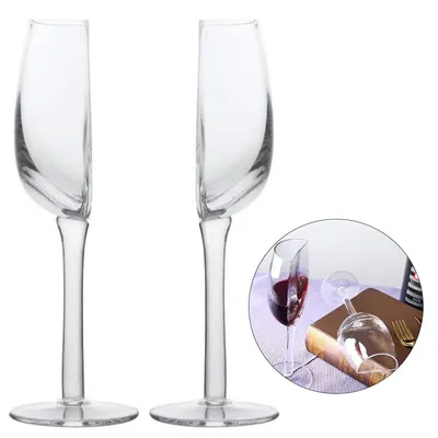 Produktbild von Klares Glas-Weinglas Set 2 Stück – 140 ml, langer Stiel, halbkreisförmig, für Rotwein, Weißwein, Aperitifs