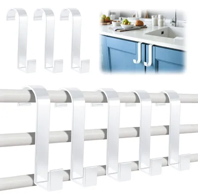Image de Lot de 8 crochets pour radiateur - grands crochets de porte pour suspendre les serviettes, blancs, porte-serviettes 2-en-1 pour radiateurs de salle de bains, crochets robustes pour les serviettes dans la salle de bains, la cuisine, la chambre et sur la porte.