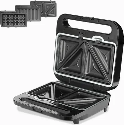 Productafbeelding van MONZANA® Contactgrill 3-in-1 XXL, antiaanbaklaag, veiligheidsslot, wafelijzer, elektrische grill, tafelgrill, sandwichmaker, panini-toaster, 1000W