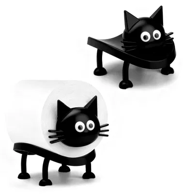 Produktbild von Toilettenpapierhalter mit Katze, Lustiger Klorollenhalter in Schwarz