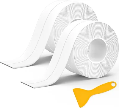 Produktbild von 2 Rollen Dichtungsband Selbstklebend, Dichtband Selbstklebend, PVC Dichtungsstreifen Wasserdicht Klebeband, Dichtungsband für Küche,Badezimmer, Toilette, Wandecke, Weiß (2 mm x 5 m)
