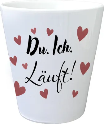 Produktbild von Herzen Blumentopf mit Spruch Du Ich Läuft