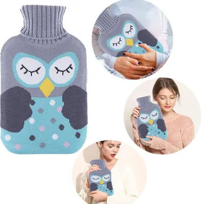 Produktbild von Wärmflasche mit Bezug, 2 l, abnehmbarer und waschbarer Wärmebeutel mit Strickbezug, sicher und langlebig, und frei von Schadstoffen für Kinder