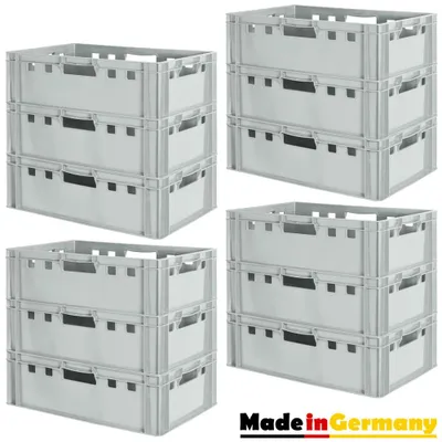 Produktbild von Fleischkiste E2 Fleischkiste Grau Fleischerkiste Fleischkisten Kiste Fleischkiste Eurobox Lebensmittelecht 60 x 40 Metzgerkiste Auswahl Kingpower, Anzahl:12