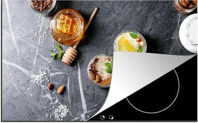 Produktbild von KitchenYeah© Herdabdeckplatte Honig - Gewürze - Küche - Marmor , 91x52cm, Küche Deko, Glaskeramikkochfeld Herdabdeckung, Abdeckplatte fùr Kochfeld
