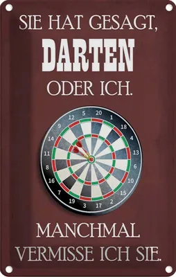 Produktbild von vianmo Blechschild 18x12 cm sie hat gesagt Darten oder ich Sport Hobby Spruch Zitat