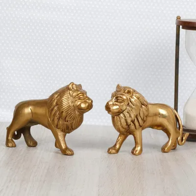 Productafbeelding van Koperen Leeuwstandbeelden voor Vastu en Feng Shui Decoratie