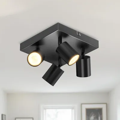 Imagen del producto de LVWIT Focos LED empotrados, s, de 4 luces, cuadrados. Lámpara de techo LED metálica, orientable, foco de techo GU10. Foco de techo moderno para cocina, salón o dormitorio (sin bombillas)