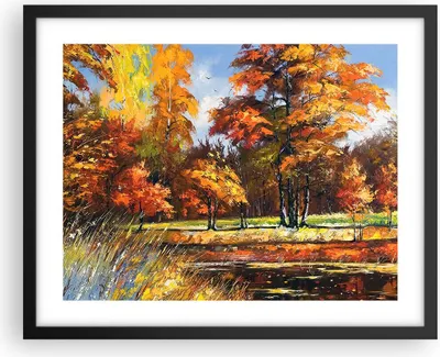 Produktbild von Gerahmtes Poster - Schwarzer Rahmen - Park Herbst Wasser - 50x40 cm - Wand Bild - Wanddeko - Wandbilder - Kunstposter - Wandposter - Bilderrahmen - Bilder - Kunstdruck - Wandbild - P2BAA50x40-3536