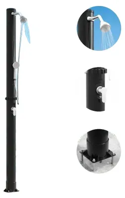 Image de Douche extérieure, réservoir d'eau de 35 litres, pommeau réglable, couleur noire
