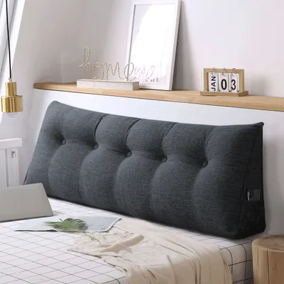 Produktbild von Rückenkissen 200*50*20cm Keilkissen Lesekissen für Bett und Sofa geeignet  mit abnehmbarem und waschbarem Bezug Baumwolle und Leinen Dunkelgrau