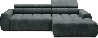 Obrázok produktu pre DomoHome Rohová sedačka BULL - Moderná štýlová rohová sedačka, Nastaviteľný sedák, Bez funkcie spania, Vysokokvalitná látka Eden, Pravé usporiadanie, Rozmery: 285x168x97 cm, Farba: MARINE