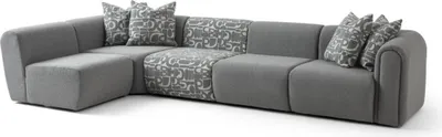 Produktbild von Graues Ecksofa Wohnzimmer L-Form Polstercouch Designer Sitzsofa