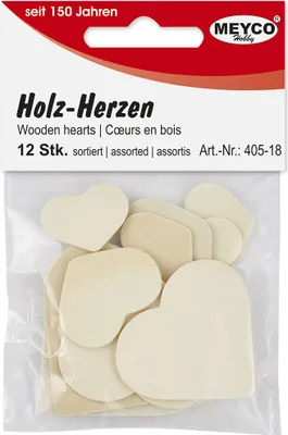 Produktbild von 12 Holzherzen  4 Größen  natur Holz Herz basteln dekorieren