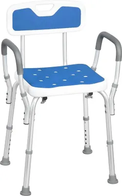 Produktbild von Famanu Duschhocker Höhenverstellbar - Antirutsch - Leichtgewicht - Blau/Weiß