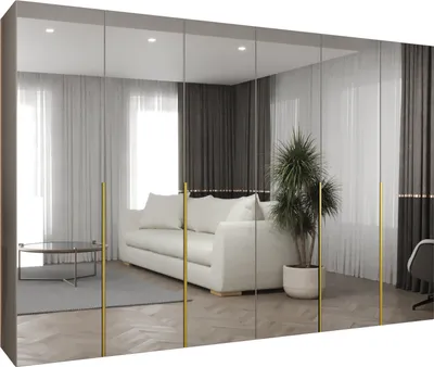 Produktbild von MEBLE KRYSPOL, Kleiderschrank Spiegel, 300x202x52, Kaschmir, Griff Gold